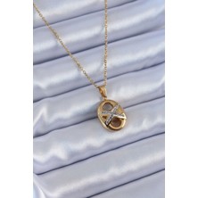 Fy Butik 316L Çelik Gold Renk Zirkon Taşlı Kadın Kolye