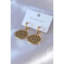 Fy Butik 316L Çelik Gold Renk Lotus Model Kadın Küpe