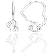 Söğütlü Silver Gümüş Rodyumlu Sallantılı 20 mm Kalp Küpe SGTL12401RODAJ