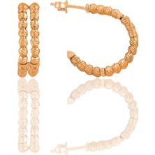 Söğütlü Silver Gümüş Rose Çift Sıra Dorica Toplu Halka Küpe SGTL12413ROSE