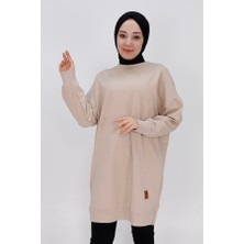 Puane 30644 Iki Ip Kumaş Basic Tunik Sweatshirt
