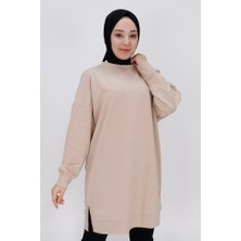 Puane 30644 Iki Ip Kumaş Basic Tunik Sweatshirt