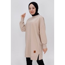 Puane 30644 Iki Ip Kumaş Basic Tunik Sweatshirt