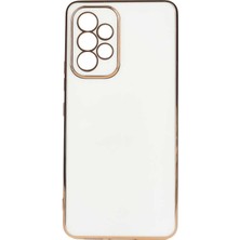 Teknomoda Samsung Galaxy A53 5g Kılıf Kenarları Gold Kamera Korumalı Renkli Pastel Silikon Beyaz Bark