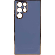 Teknomoda Samsung Galaxy S22 Ultra Kılıf Kenarları Gold Kamera Korumalı Renkli Pastel Silikon Mavi Açık Bark