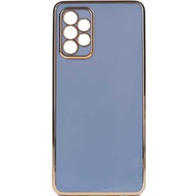 Teknomoda Samsung Galaxy A23 Kılıf Kenarları Gold Kamera Korumalı Renkli Pastel Silikon Mavi Açık Bark