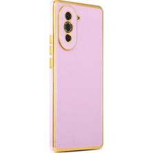 Teknomoda Huawei Nova 10 Pro Kılıf Kenarları Gold Kamera Korumalı Renkli Pastel Silikon Lila Bark