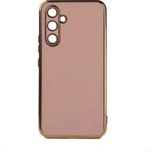 Teknomoda Samsung Galaxy A34 Kılıf Kenarları Gold Kamera Korumalı Renkli Pastel Silikon Rose Gold Bark