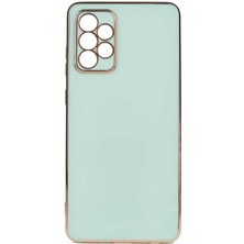 Teknomoda Samsung Galaxy A33 5g Kılıf Kenarları Gold Kamera Korumalı Renkli Pastel Silikon Açık Yeşil Bark