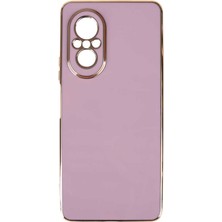 Teknomoda Huawei Nova 9 Se Kılıf Kenarları Gold Kamera Korumalı Renkli Pastel Silikon Lila Bark