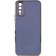 Teknomoda Vivo Y20S Kılıf Kenarları Gold Kamera Korumalı Renkli Pastel Silikon Mavi Açık Bark