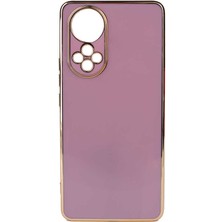 Teknomoda Huawei Nova 9 Kılıf Kenarları Gold Kamera Korumalı Renkli Pastel Silikon Mor Bark