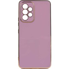 Teknomoda Samsung Galaxy A53 5g Kılıf Kenarları Gold Kamera Korumalı Renkli Pastel Silikon Mor Bark
