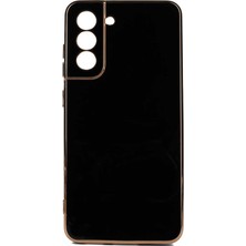 Teknomoda Samsung Galaxy S21 Fe Kılıf Kenarları Gold Kamera Korumalı Renkli Pastel Silikon Siyah Bark