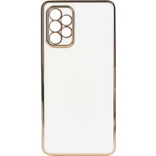Teknomoda Samsung Galaxy A13 4g Kılıf Kenarları Gold Kamera Korumalı Renkli Pastel Silikon Beyaz Bark