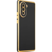 Teknomoda Huawei Nova 10 Pro Kılıf Kenarları Gold Kamera Korumalı Renkli Pastel Silikon Siyah Bark