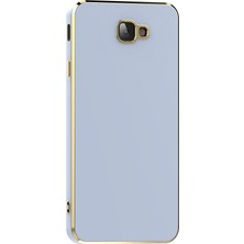 Teknomoda Samsung Galaxy J7 Prime Kılıf Kenarları Gold Kamera Korumalı Renkli Pastel Silikon Mavi Açık Bark