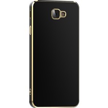 Teknomoda Samsung Galaxy J7 Prime Kılıf Kenarları Gold Kamera Korumalı Renkli Pastel Silikon Siyah Bark