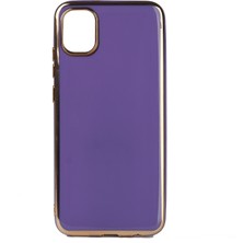 Teknomoda Samsung Galaxy A04E Kılıf Kenarları Gold Kamera Korumalı Renkli Pastel Silikon Derin Mor Bark