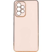 Teknomoda Samsung Galaxy A53 5g Kılıf Kenarları Gold Kamera Korumalı Renkli Pastel Silikon Rose Gold Bark
