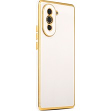 Teknomoda Huawei Nova 10 Pro Kılıf Kenarları Gold Kamera Korumalı Renkli Pastel Silikon Beyaz Bark