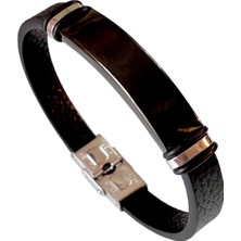 Gns Aksesuar Deri Kordon Çelik Mixli Sade Model Erkek 22 cm Bileklik