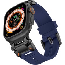 MobaxAksesuar Apple Watch 44mm Titanyum Metal Bağlantı Kitli Silikon Kordon 101 1/2/3/4/5/6/se