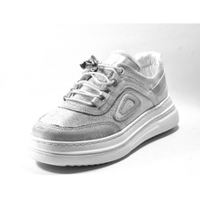 Onlo Ayakkabı 2701 Hakiki Deri Gümüş Lastik Bağlı Ortopedik Kız Çocuk Spor Ayakkabı