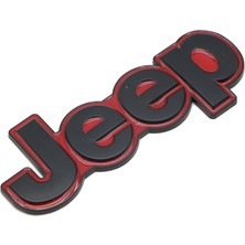 İdeal Aksesuar Jeep Bagaj / Kaput Yazı Logo Siyah Kırmızı Gölgeli Metal Hood Trunk Lettering Logo Arma 4x4