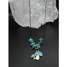 Doğal Taş Dünyası Turkuaz Doğal Taş Tasarım Mantar Obje Detaylı Kolye