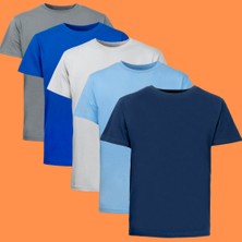 Four Man Pamukpak: 5 Adet Kolay Kırışmayan Basic Standart Kalıp T-Shırt Seti (%100 Suprem Kumaş)