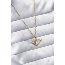 Clariss 316L Çelik Gold Renk Zincir Zirkon Taşlı Kalp Model Kadın Kolye
