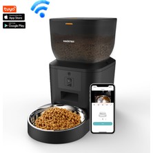 Haustier QQ025 Kameralı Akıllı Kedi Köpek Otomatik Mama Kabı, Tuya App-Wifi Uzaktan Kontrol, Sesle Çağırma, 480P Kamera, 4lt Hazne, Metal Kase