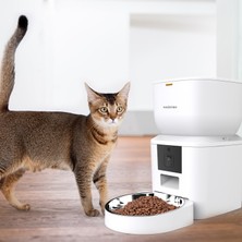 Haustier QQ025 Kameralı Akıllı Kedi Köpek Otomatik Mama Kabı, Tuya App-Wifi Uzaktan Kontrol, Sesle Çağırma, 480P Kamera, 4lt Hazne, Metal Kase