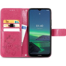 Bdt Boutique Nokia 1.4 Için Zarif Iş Dört Yapraklı Yonca Deri Flip Telefon Kılıfı (Yurt Dışından)