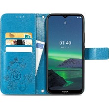 Bdt Boutique Nokia 1.4 Için Zarif Iş Dört Yapraklı Yonca Deri Flip Telefon Kılıfı (Yurt Dışından)