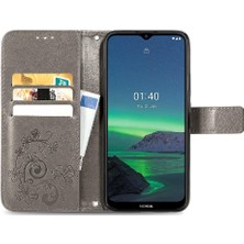 Bdt Boutique Nokia 1.4 Için Zarif Iş Dört Yapraklı Yonca Deri Flip Telefon Kılıfı (Yurt Dışından)