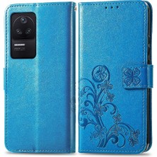 Bdt Boutique Xiaomi Redmi K40S Için Kısa Kayış Dört Yapraklı Yonca Deri Flip Telefon Kılıfı (Yurt Dışından)