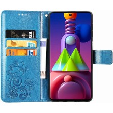 Bdt Boutique Samsung Galaxy M51 Dört Yapraklı Yonca Deri Için Kısa Kayış Flip Telefon Kılıfı (Yurt Dışından)