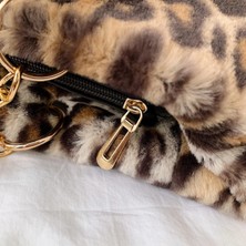 Qiuming Shop Leopar Tarzı Faux Kürk Büyük Kapasiteli Leopar Crossbody Çanta Kadın Kış Peluş Omuz Askılı Çanta Bayanlar Sıcak Çanta Kız Noel (Yurt Dışından)