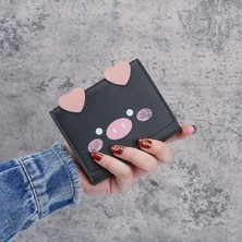 Qiuming Shop Mor1 Tarzı Kısa Cüzdan Öğrenci Sevimli Cartoom Çantalar Kadın Moda Desen Kadın Mini Düz Renk Üç Katlı Öğrenci Cüzdanı Kart Sahibinin (Yurt Dışından)