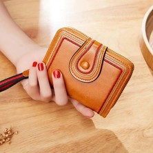 Qiuming Shop Kahverengi Tarzı Yeni Kadın Cüzdanı Cartera Mujer Yağ Balmumu Deri Çile Cüzdanı Kadın Çantaları Portfel Damski Bayan Çanta El Çantası Cüzdan Carteira (Yurt Dışından)