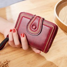 Qiuming Shop Kahverengi Tarzı Yeni Kadın Cüzdanı Cartera Mujer Yağ Balmumu Deri Çile Cüzdanı Kadın Çantaları Portfel Damski Bayan Çanta El Çantası Cüzdan Carteira (Yurt Dışından)