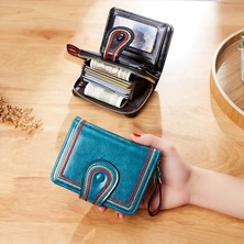 Qiuming Shop Kahverengi Tarzı Yeni Kadın Cüzdanı Cartera Mujer Yağ Balmumu Deri Çile Cüzdanı Kadın Çantaları Portfel Damski Bayan Çanta El Çantası Cüzdan Carteira (Yurt Dışından)