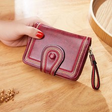 Qiuming Shop Kahverengi Tarzı Yeni Kadın Cüzdanı Cartera Mujer Yağ Balmumu Deri Çile Cüzdanı Kadın Çantaları Portfel Damski Bayan Çanta El Çantası Cüzdan Carteira (Yurt Dışından)