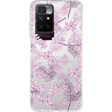 PrintiFy Redmi 10 2022 Uyumlu Kamera Korumalı Kapak Floral Pudra Tasarımlı Şeffaf Silikon Kılıf