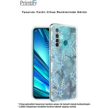 PrintiFy Huawei Honor 8c Kamera Korumalı Kapak Floral Mavi Tasarımlı Şeffaf Kılıf