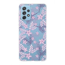 Printify Samsung Galaxy A72 Uyumlu Kapak Floral Pudra Tasarımlı Şeffaf Süper Silikon Kılıf