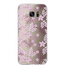 Printify Samsung Galaxy S7 Edge Kapak Floral Pudra Tasarımlı Şeffaf Süper Silikon Kılıf