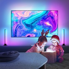 Shine In Home CSG90B, (66-85" Tvler) HDMI Bağlantılı Görüntü ve Ortam Sesi ile Senkronize Tv Arkası Rgbıc LED Işıklandırma Seti (+2 Adet Dekoratif LED Bar) , HDMI Sync Box Pro Set